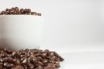 Coffee Beans And Cup Stock Photo