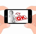 Okay And 3d Character Displays O.k. Ok All Right Agree Stock Photo