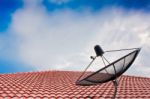 Satellite Dish On The Roof Stock Photo