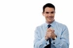 Business Man With Clasped Hands Stock Photo