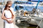 Couple Hugging At Harbour Stock Photo