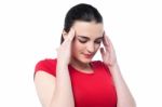 Young Girl Having Serious Headache Stock Photo