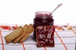 Toasted Bread With Jam Stock Photo