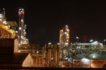 Petro And Chemical Plant - Night Scene Stock Photo