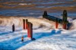 Reculver Sea Defences Stock Photo