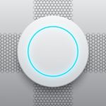 Abstract Modern White Circle Button Technology  Illustrati Stock Photo