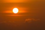 Sunrise Over Clouds With Bright Yellow Sun On A Morning Stock Photo