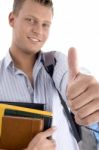 College Student Showing Thumbs Up Stock Photo