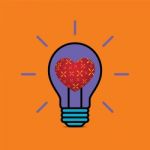 Heart Love Light Bulb Flat Design Icon  Illustration Stock Photo