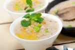 Hearty Middle Eastern Chickpea And Barley Soup Stock Photo