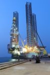 Jack Up Oil Drilling Rig Stock Photo