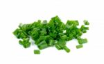 Sliced Green Onion Isolated On The White Background Stock Photo