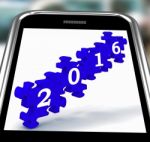 2016 On Smartphone Shows Future Technology Stock Photo