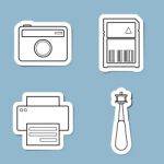 Camera Accessories Line Icon Set Stock Photo