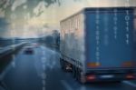 European Trucks Vehicle In Driving Stock Photo