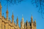 View Of The Sunlit Houses Of Parliament Stock Photo