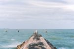 Shorncliffe Pier In The Late Afternoon Stock Photo