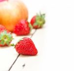 Fresh Fruits Apples Pears And Strawberrys Stock Photo