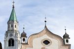 Ss Philip And Jacob Parish Church In Cortina D'ampezzo Stock Photo