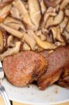 Venison Deer Game Filet And Wild Mushrooms Stock Photo