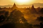 Sunrise Over Temples Of Bagan In Myanmar Stock Photo