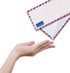 Hand Receiving Airmail Stock Photo