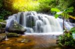 Mun Dang Waterfall In Deep Forest Fresh Green Rain Season In Tha Stock Photo