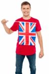 Young Male Holding UK Flag Stock Photo