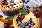 Decorated Homemade Shortcrust Pastry Berry Pies Stock Photo