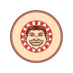 Grinning Funny Face Mascot Circle Retro Stock Photo