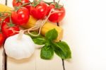 Italian Basic Pasta Ingredients Stock Photo