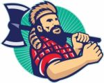 Lumberjack Logger With Axe Retro Stock Photo