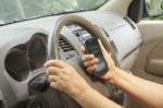 Senior Woman Driving Car Stock Photo