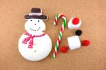 Christmas Snow Man Cookie With Candy Cane And Marshmallow Stock Photo