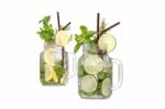 Lemon Lime Soda Mint Rosemary Fresh Drink Summer Isolated Stock Photo