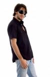 Standing Young Male With Sunglasses Stock Photo