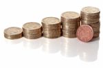 British Pound Sterling Coins Stack Stock Photo