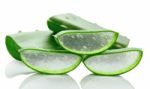 Aloe Vera Fresh Leaf. Isolated Over White Stock Photo