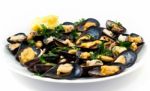 Seafood Salad With Fresh Mussels Stock Photo