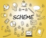 Scheme Icons Shows Tactic Schemes And Systems Stock Photo