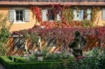 Restuarant Iin The Castle Gardens In Rothenburg Stock Photo