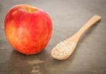 Red Apple On The Table Stock Photo