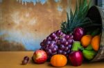 Fruits On A Wooden Floor Stock Photo