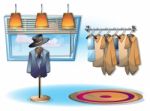 Cartoon  Illustration Interior Clothing Room With Separated Layers Stock Photo