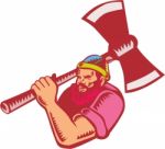 Lumberjack Axe Woodcut Stock Photo