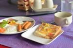 Breakfast Set  On Table Stock Photo