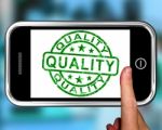 Quality On Smartphone Shows Premium Products Stock Photo