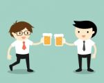 Business Concept, Businessmen Drinking Beer Together Stock Photo