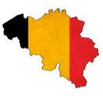 Belgium Map On Belgium Flag Drawing ,grunge And Retro Flag Serie Stock Photo