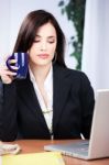 Business Woman In Office Stock Photo